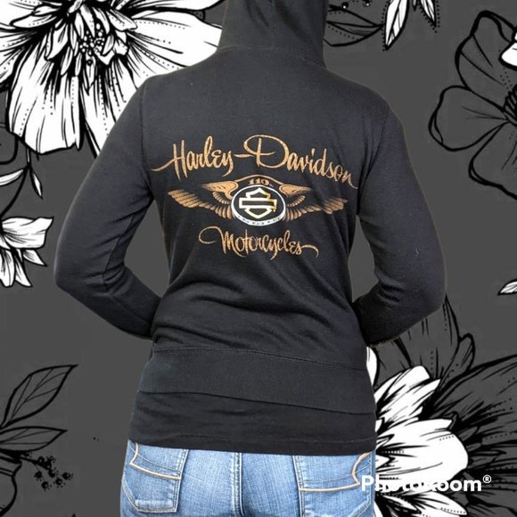 Harley-Davidson Jackets & Blazers - Harley Davidson 110th Anniversary 2013 Jewel Hoodie Size M Black Brown